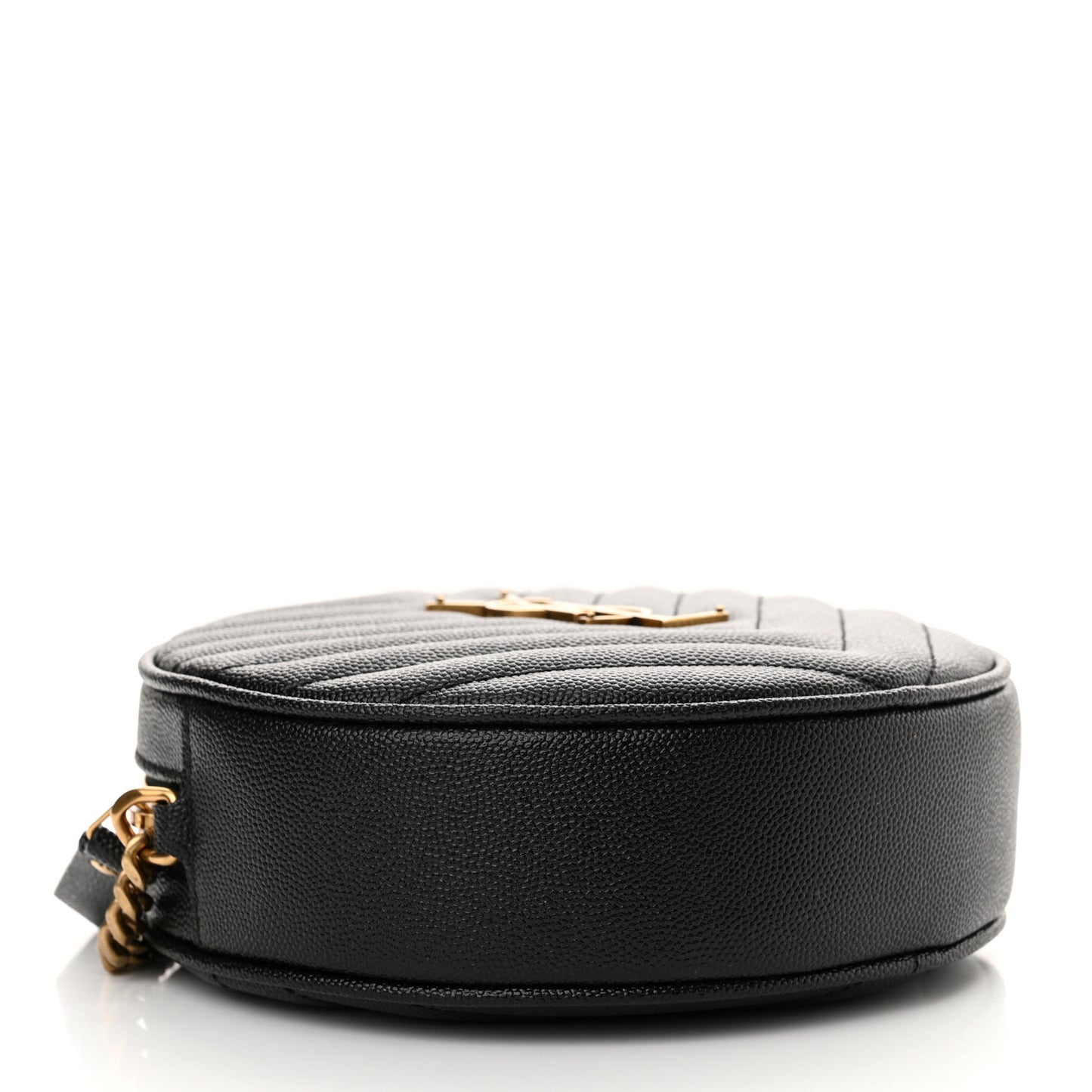 Grain De Poudre Matelasse Chevron Quilted Round Vinyle Camera Bag Black