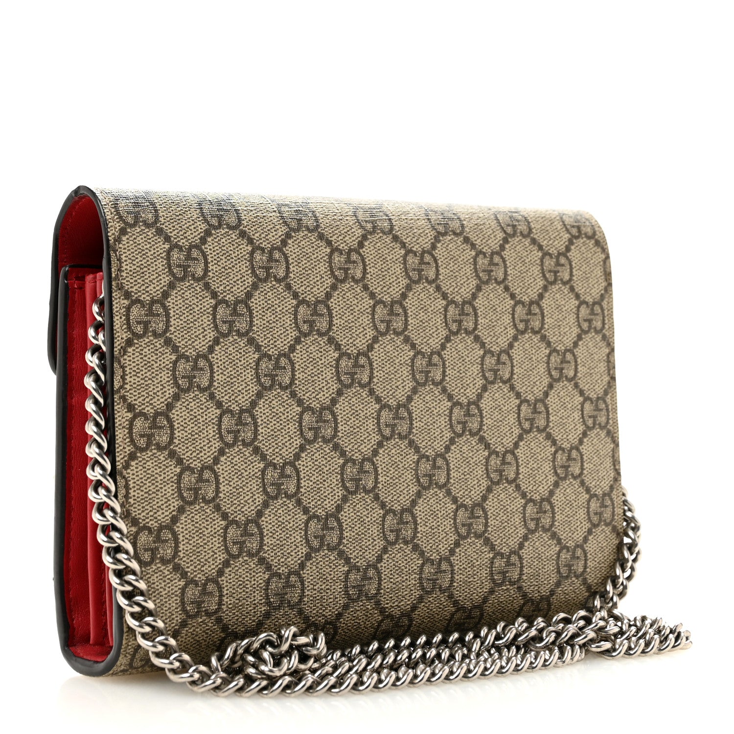 Gucci GG Supreme Monogram Mini Dionysus Chain Wallet Beige Vulcanic Red 3 of 13