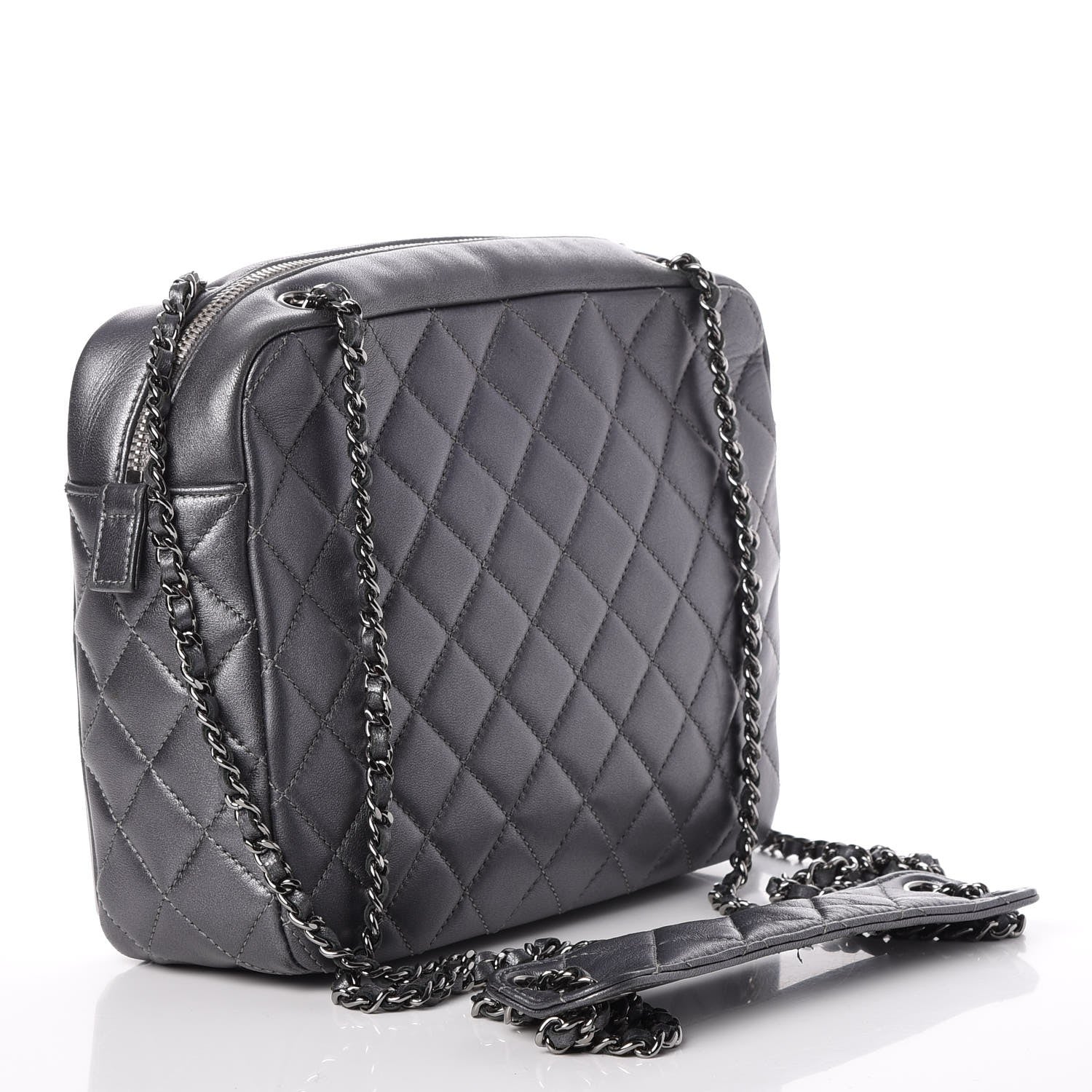 Chanel Metallic Lambskin Plexiglass Evening Art Camera Case Silver 3 of 9