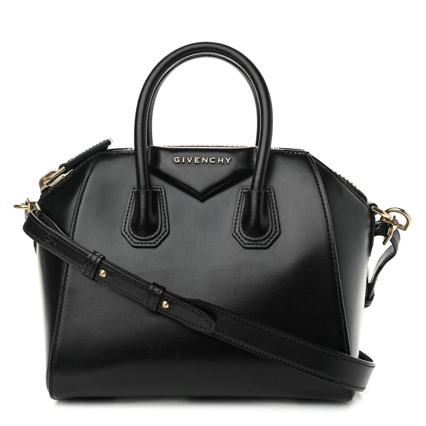 Shiny Lord Calfskin Mini Antigona Black