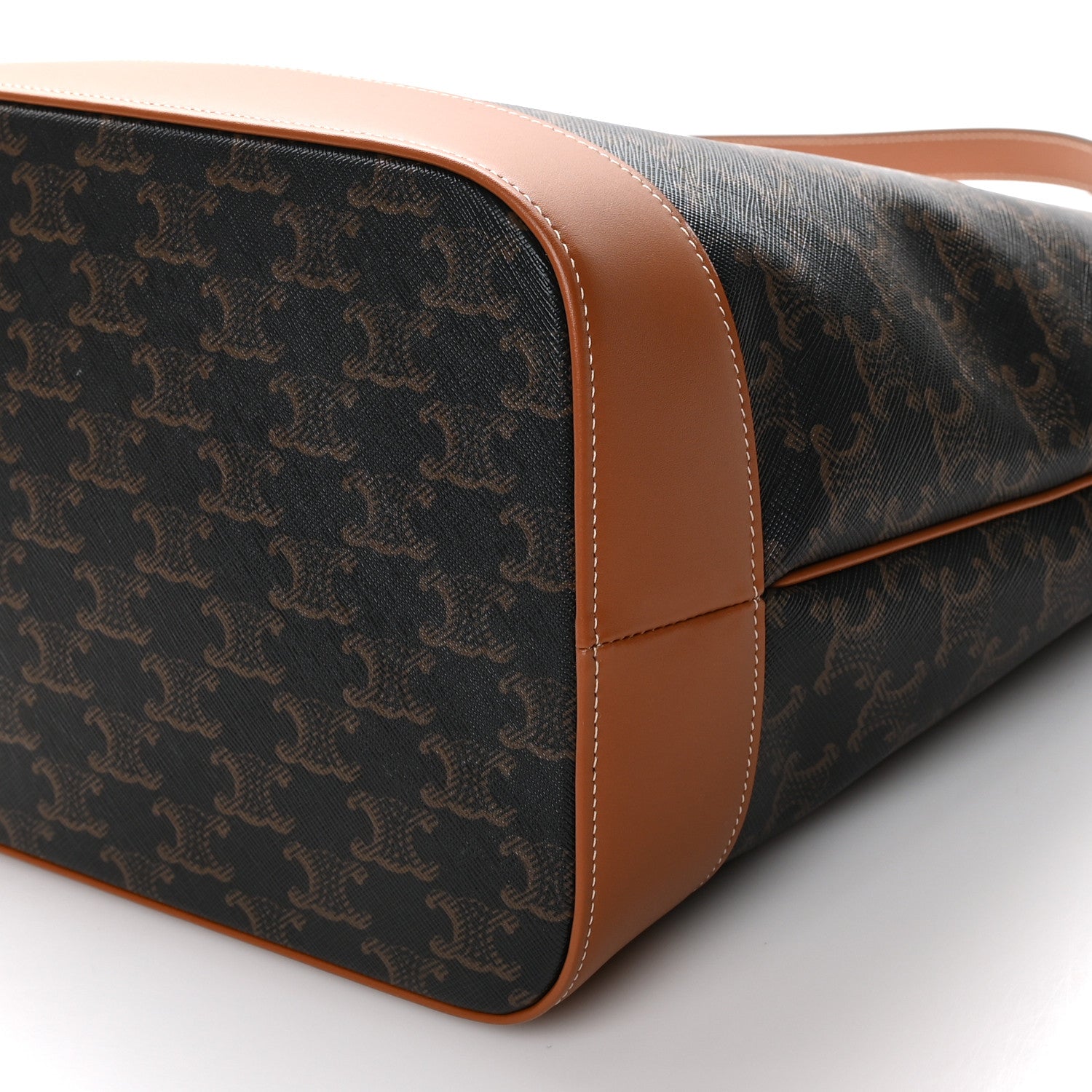 Celine Triomphe Canvas Calfskin Medium Bucket Bag Tan 10 of 10