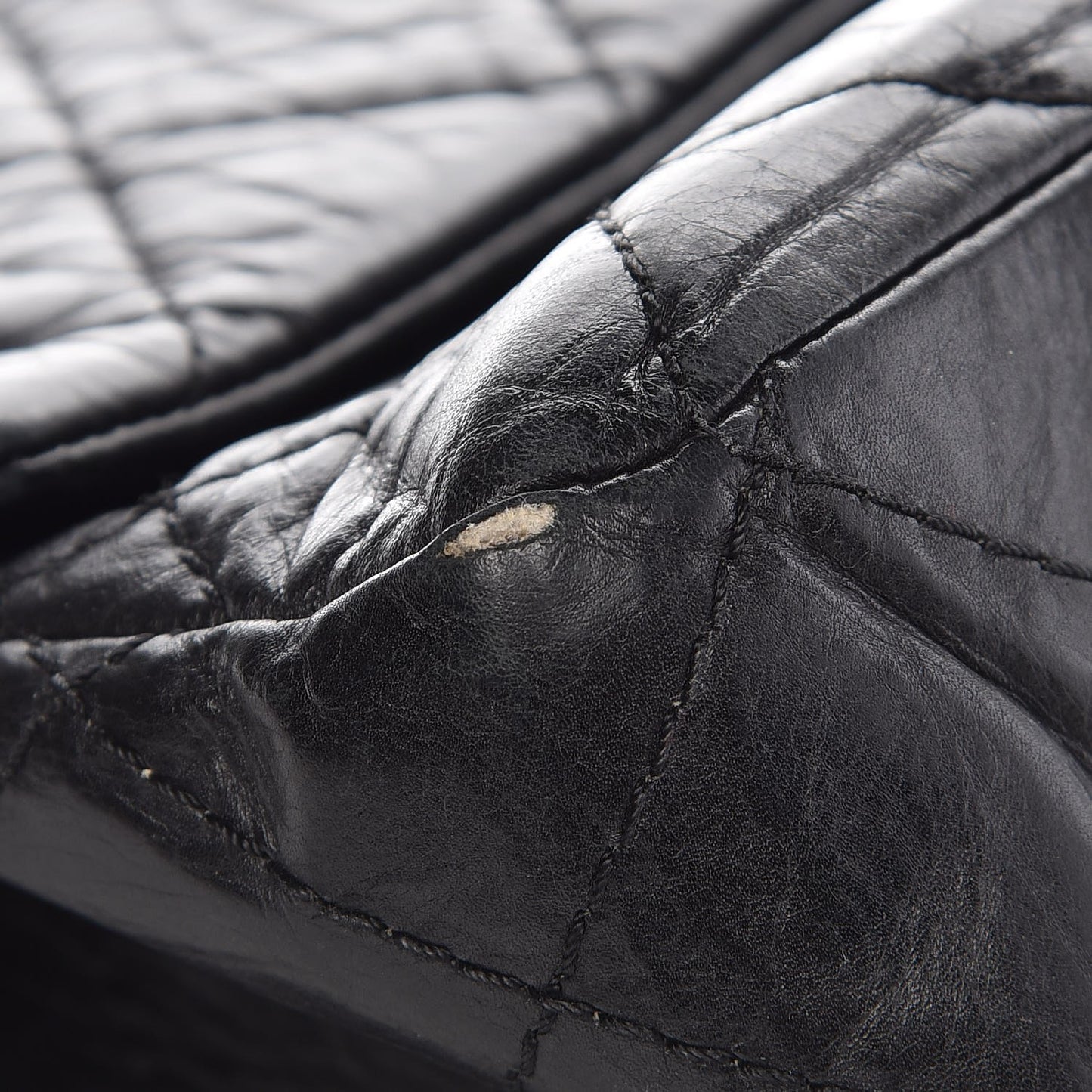 Aged Calfskin Quilted 2.55 Reissue 227 Flap Black