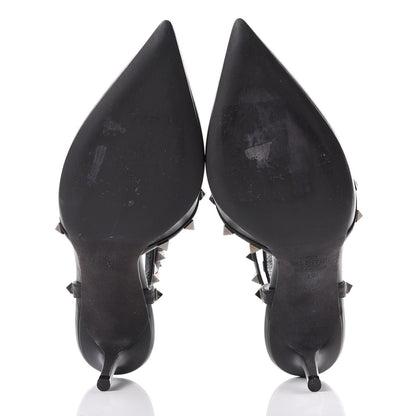 Valentino Garavani Nappa Rockstud Ankle Strap Low Heel Pumps 37 Black 5 of 7