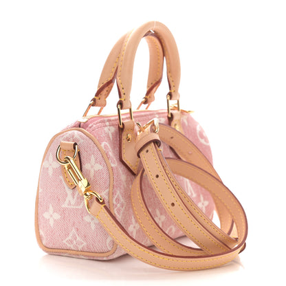 Louis Vuitton Monogram Jacquard Denim Nano Speedy Bandouliere Pink 4 of 9