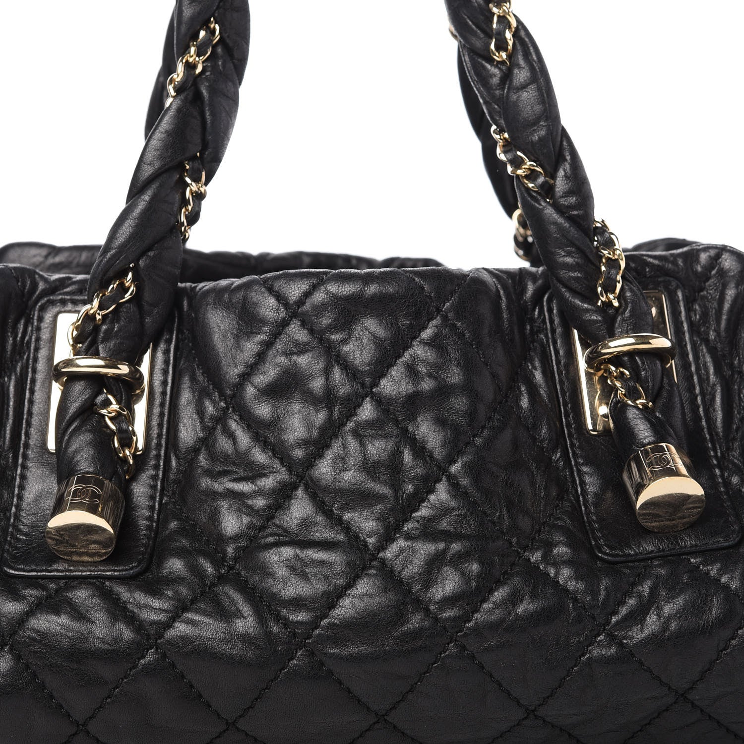 Chanel Distressed Lambskin Lady Braid Bowler Black 10 of 10