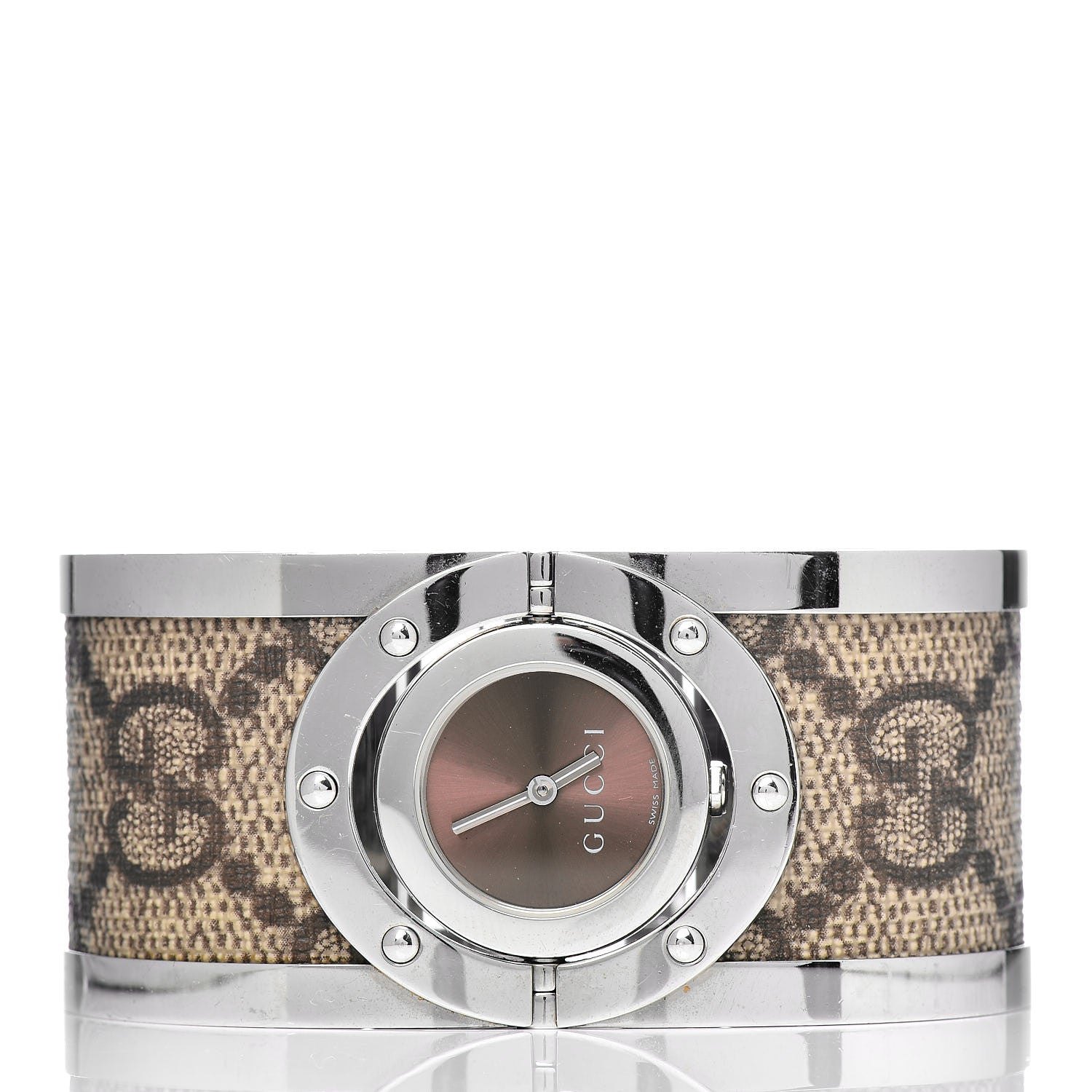 Gucci Stainless Steel Canvas 33mm Twirl Monogram Quartz Watch Brown 3 of 6