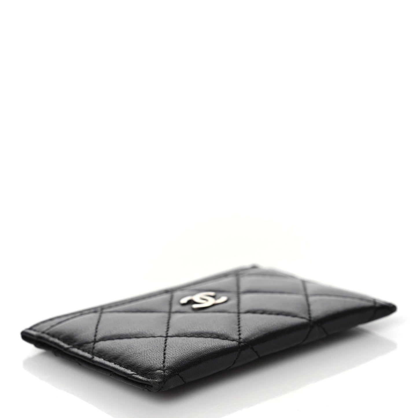 Lambskin Quilted Card Holder Black