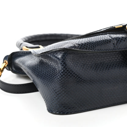 Chloe Calfskin Snake Embossed Medium Marcie Satchel Navy 8 of 9