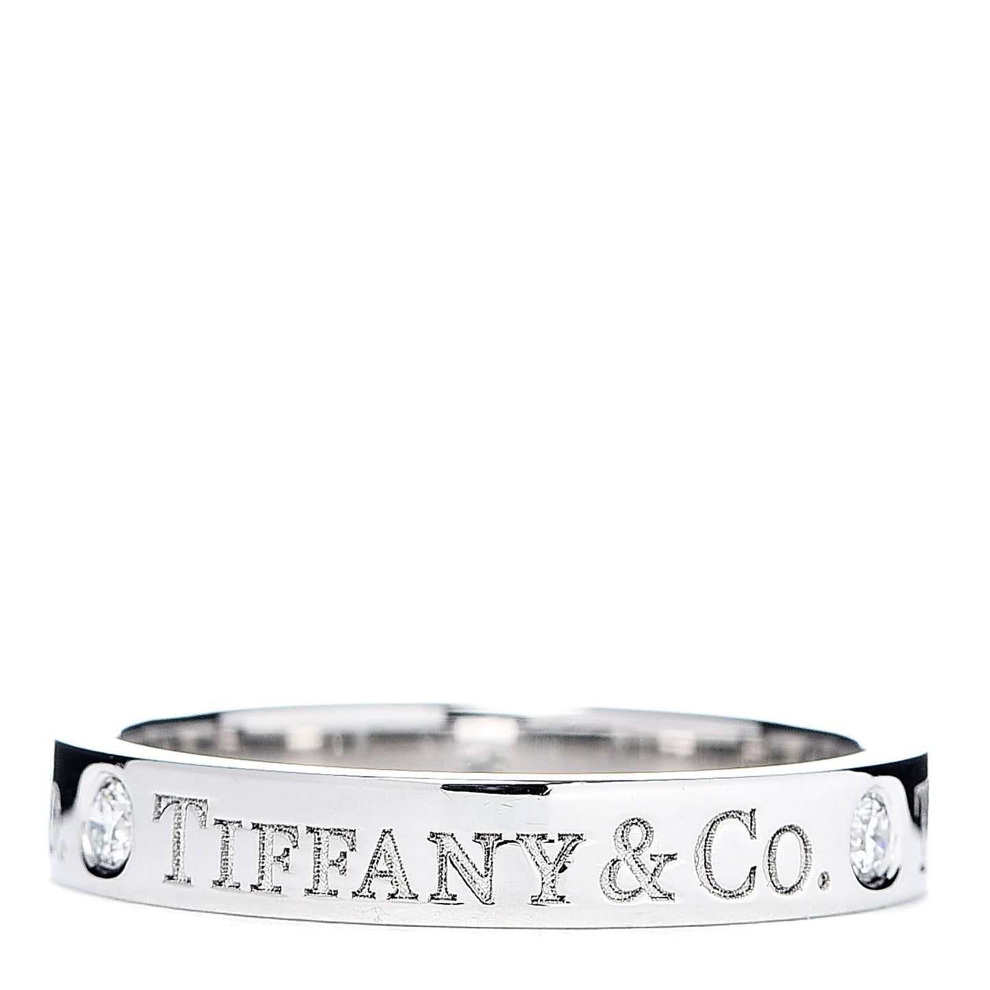 Platinum Diamond Logo Band Ring 49 5