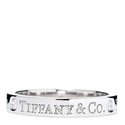Tiffany Platinum Diamond Logo Band Ring 49 5 3 of 4