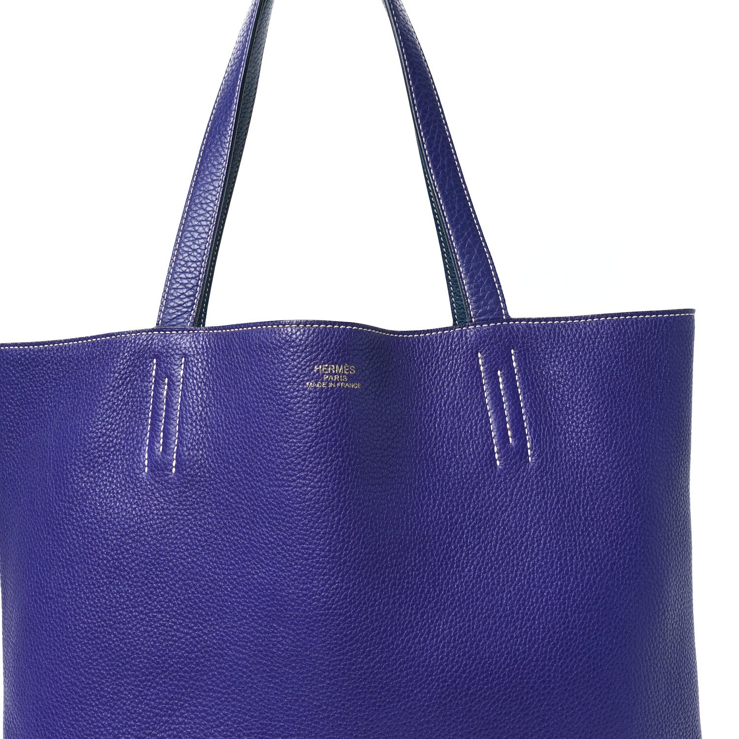 Hermes Taurillon Clemence Double Sens 45 Reversible Tote Iris Bleu De Malte 10 of 15