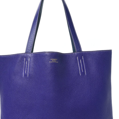 Hermes Taurillon Clemence Double Sens 45 Reversible Tote Iris Bleu De Malte 10 of 15