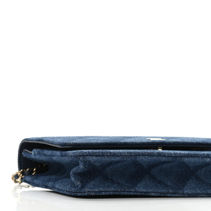 Chanel Denim Printed Wallet On Chain WOC Dark Blue 9 of 11