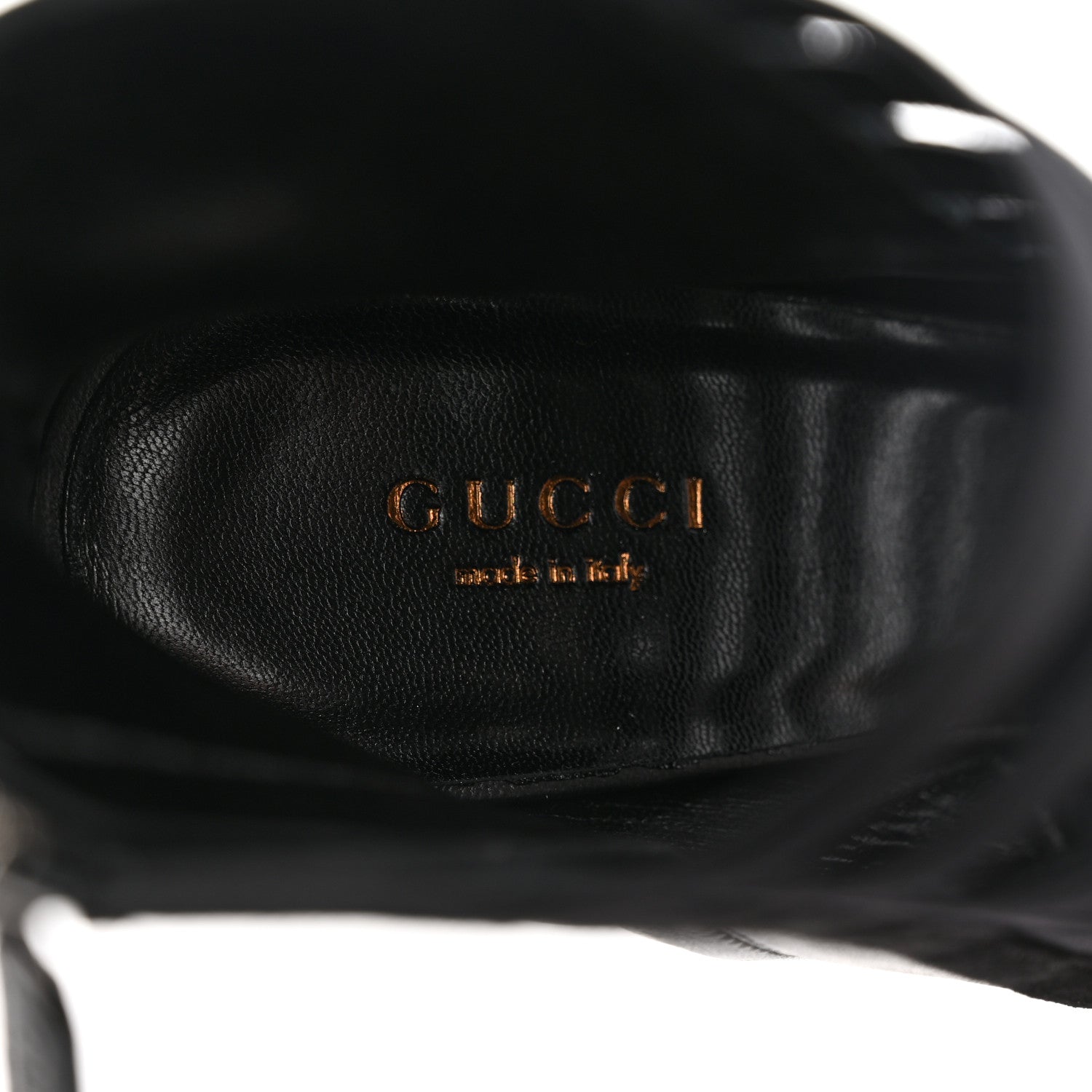 Gucci Nappa Kid Scamosciato Elastic Olimpia Open Toe Booties 37.5 Black 7 of 10