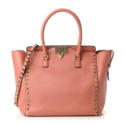 Valentino Garavani Vitello Rockstud Double Handle Tote Coral 1 of 15