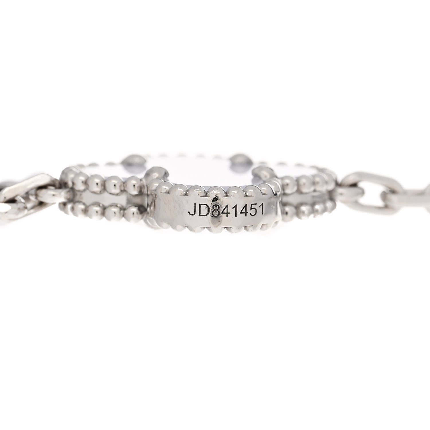 Van Cleef & Arpels 18K White Gold Chalcedony 5 Motifs Vintage Alhambra Bracelet 4 of 4