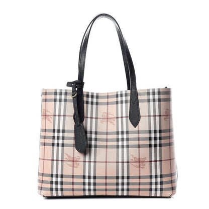Burberry Grainy Calfskin Haymarket Check Medium Reversible Tote Black 1 of 26