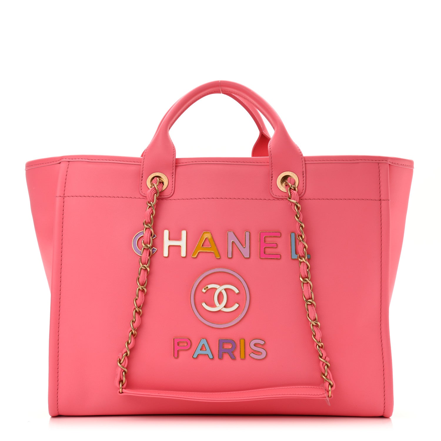 Chanel Calfskin Medium Deauville Tote Coral Pink 1 of 11