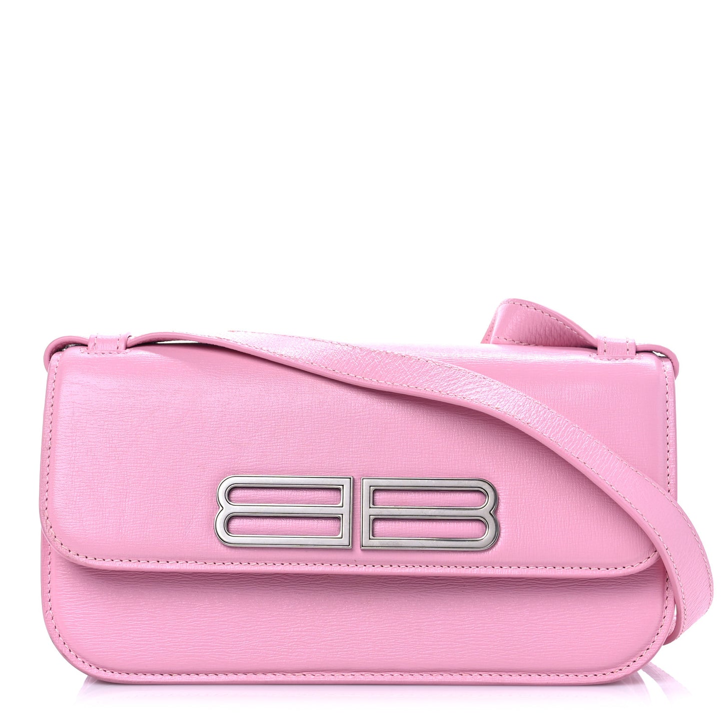 Calfskin Stripe Embossed Small Gossip Bag Candy Pink