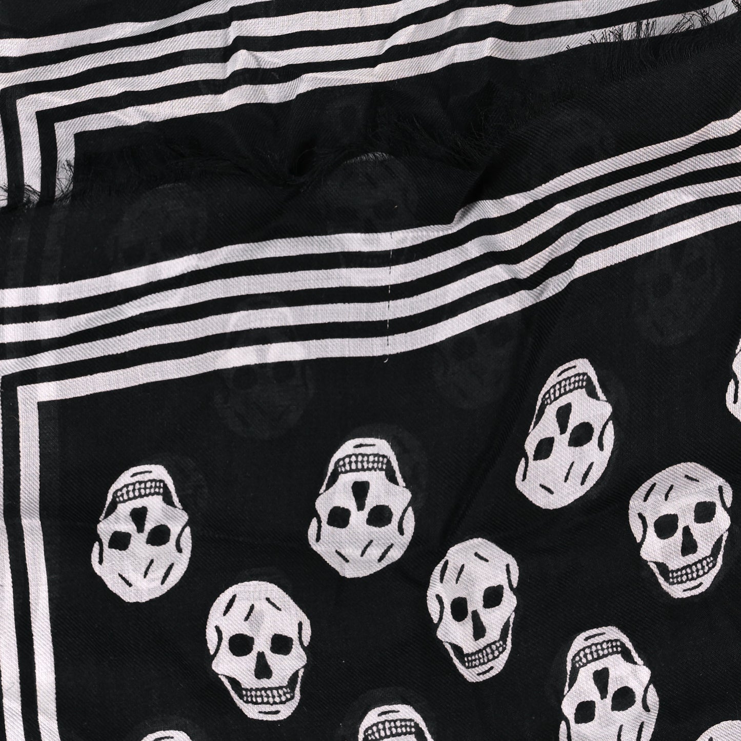 Silk Chiffon Skull Scarf Black Ivory