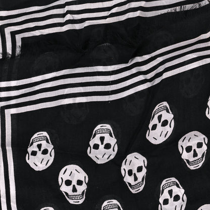 Alexander McQueen Silk Chiffon Skull Scarf Black Ivory 4 of 4