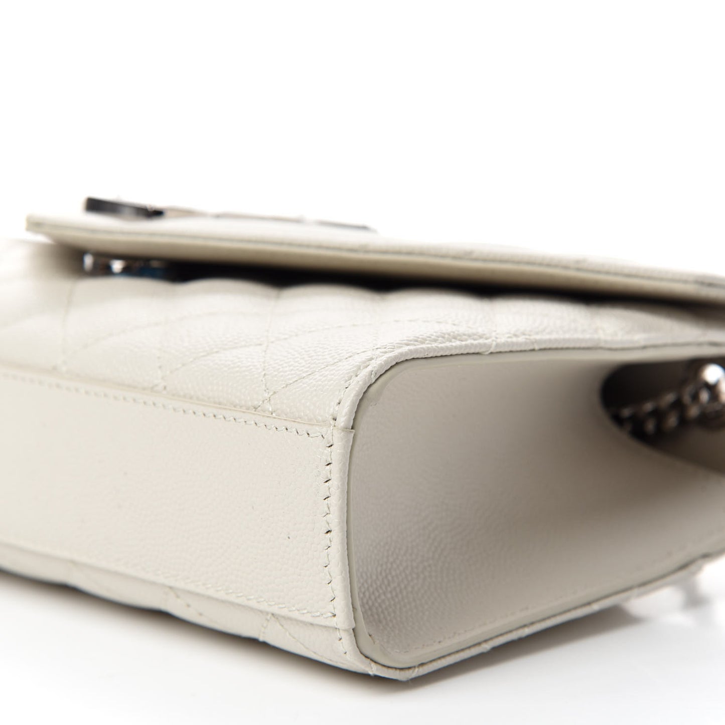 Grain De Poudre Textured Mixed Matelasse Triquilt Small Monogram Satchel Optical White