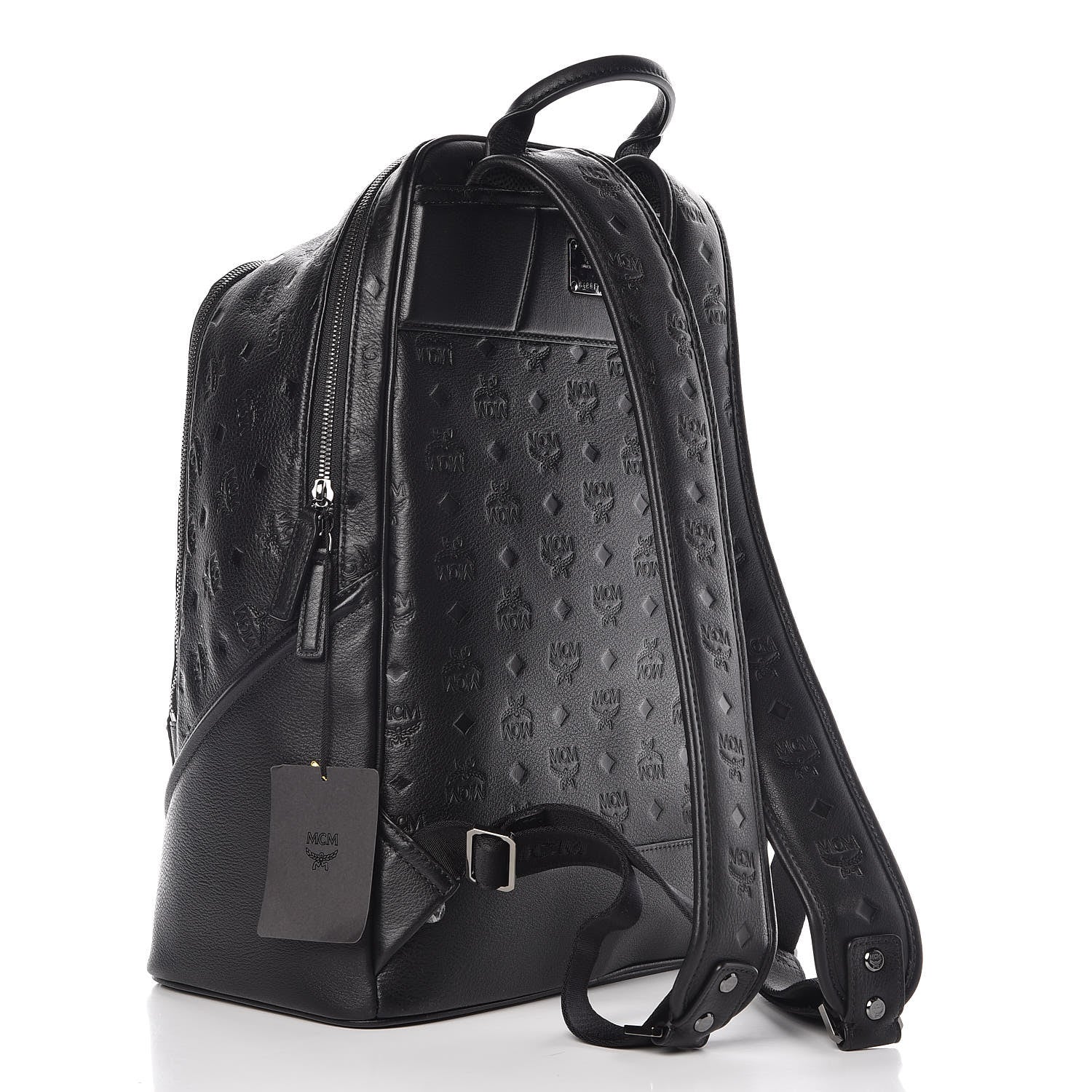 MCM Calfskin Ottomar Monogram Duke Backpack Black 3 of 9