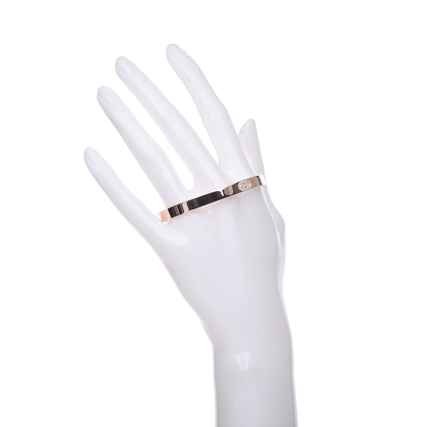 Hermes 18K Rose Gold Diamond PM H D'Ancre Bracelet SH 2 of 6