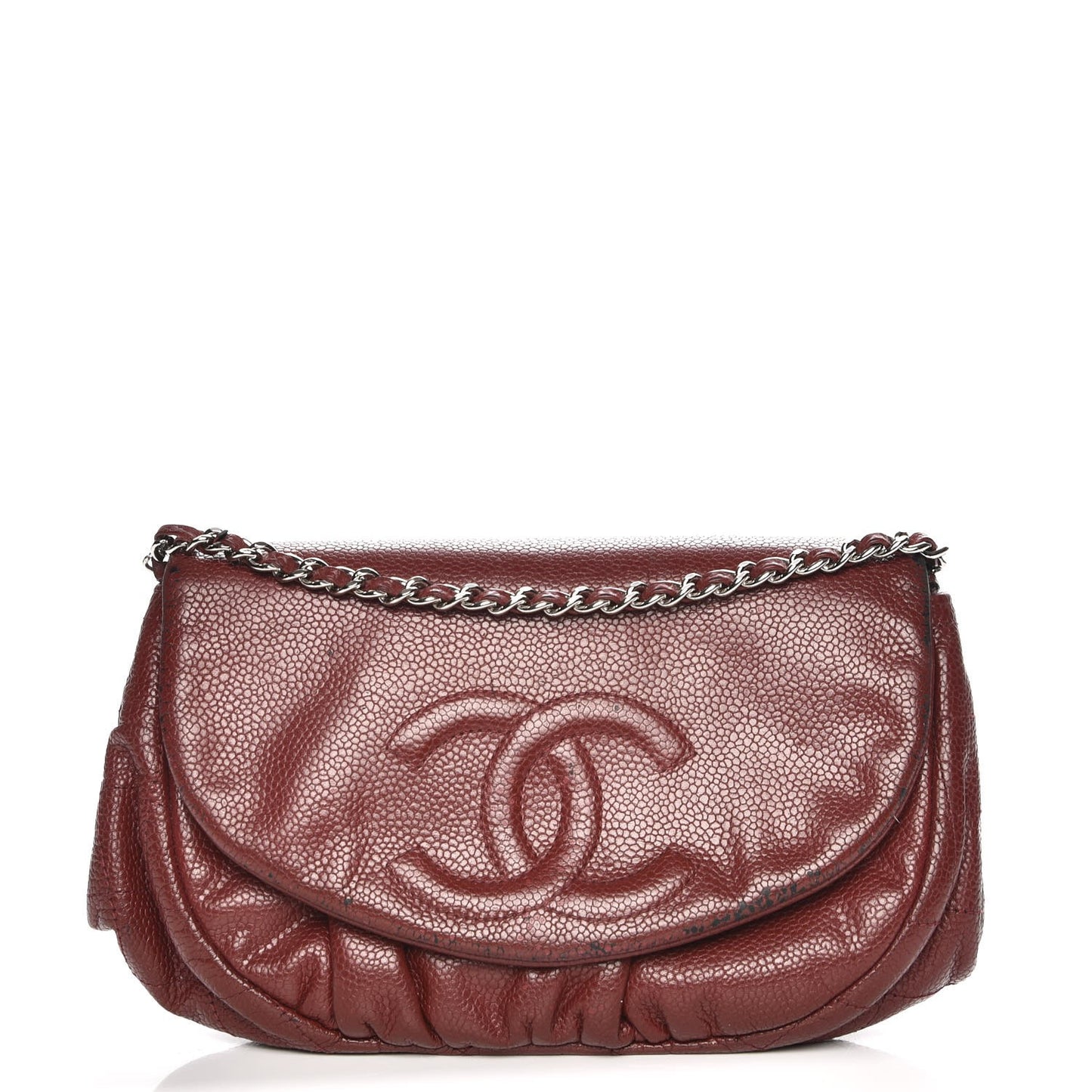 Caviar Half Moon Wallet On Chain WOC Dark Red
