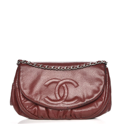 Chanel Caviar Half Moon Wallet On Chain WOC Dark Red 1 of 14