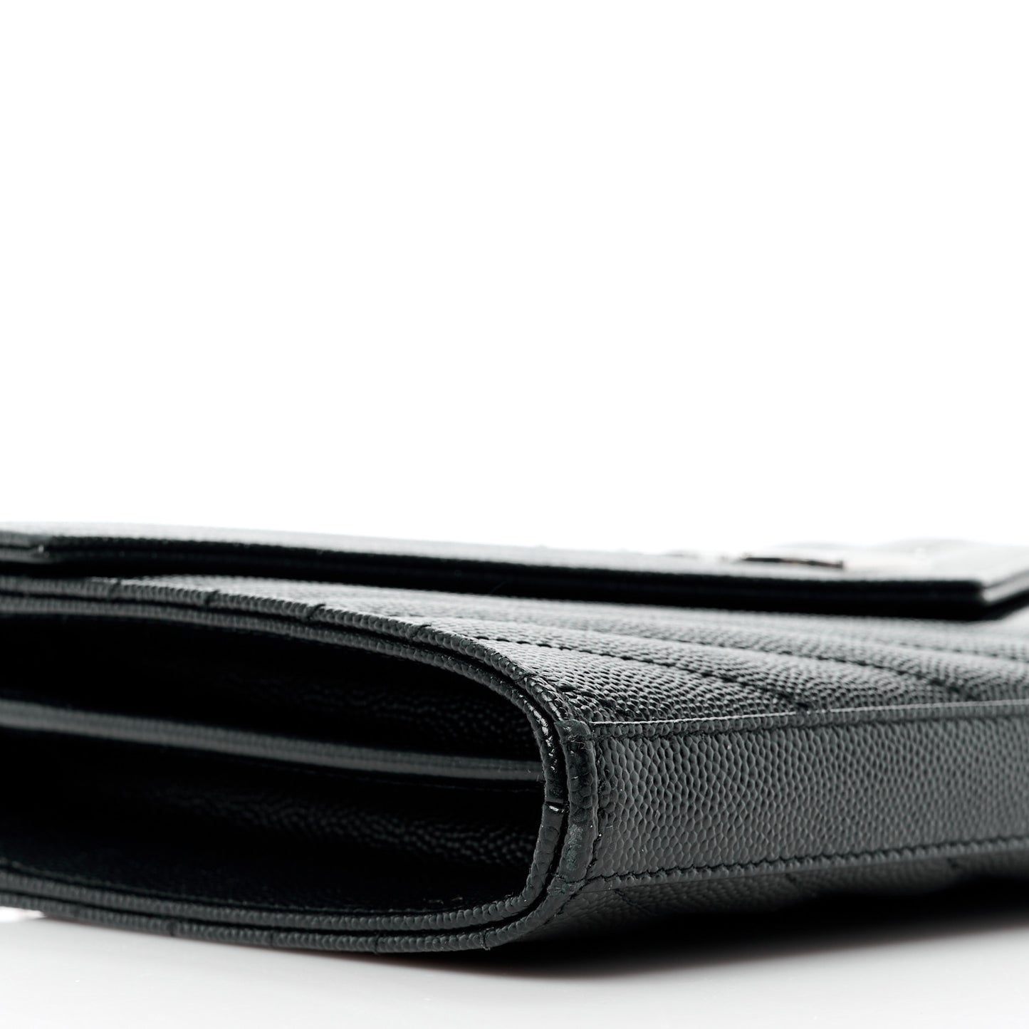 Grain De Poudre Matelasse Chevron Monogram Chain Wallet Black