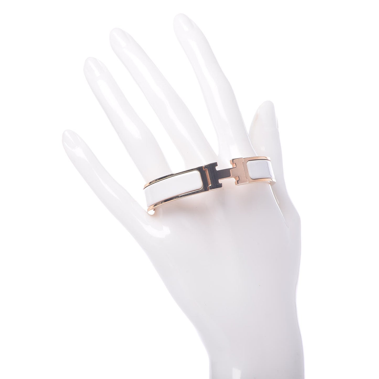 Enamel Narrow Clic Clac H Bracelet PM White