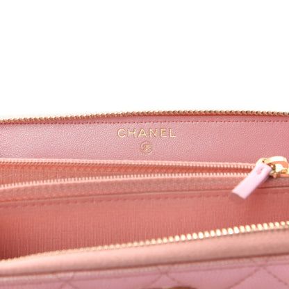 Chanel Iridescent Caviar Quilted Medium Zip Around Wallet Pink 6 of 9