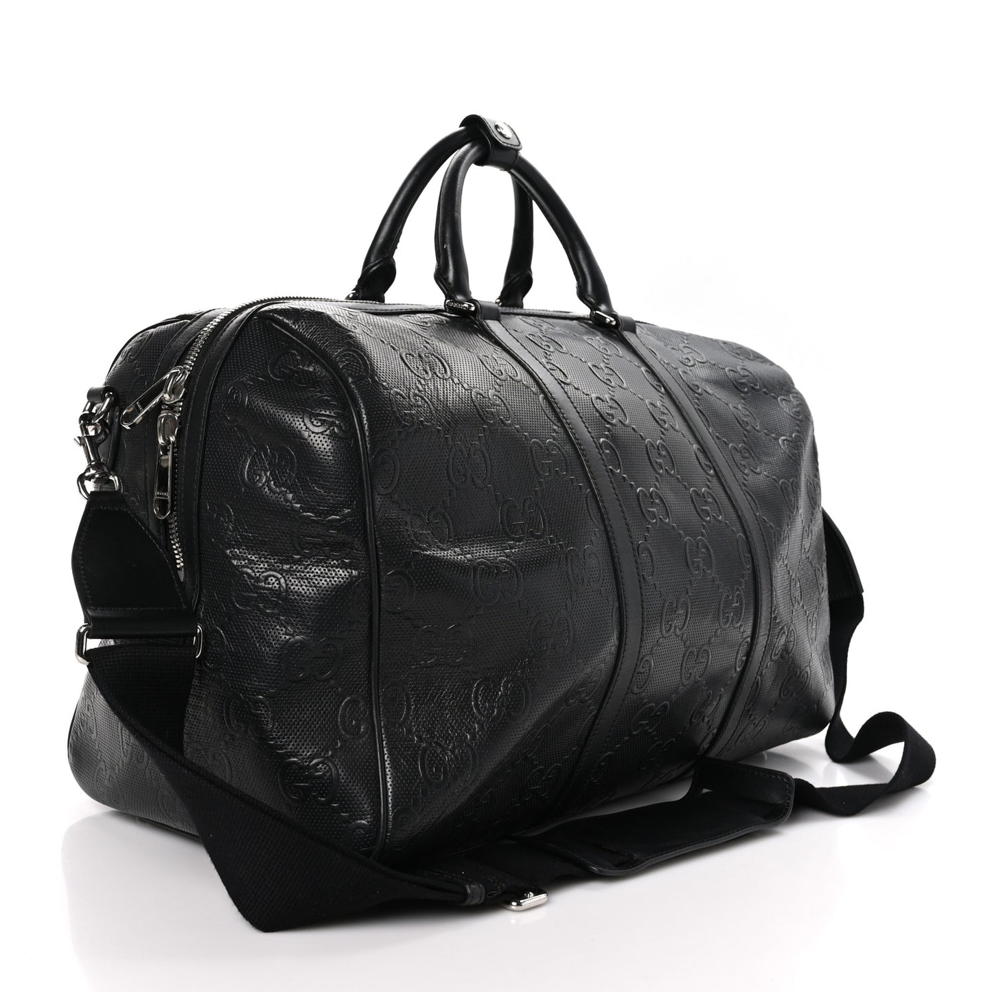 Calfskin GG Tennis Embossed Duffle Bag Black