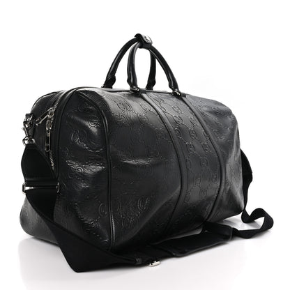 Gucci Calfskin GG Tennis Embossed Duffle Bag Black 2 of 14