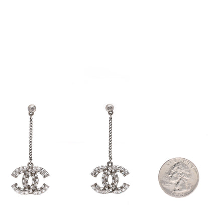 Chanel Baguette Crystal CC Drop Earrings Silver 2 of 3