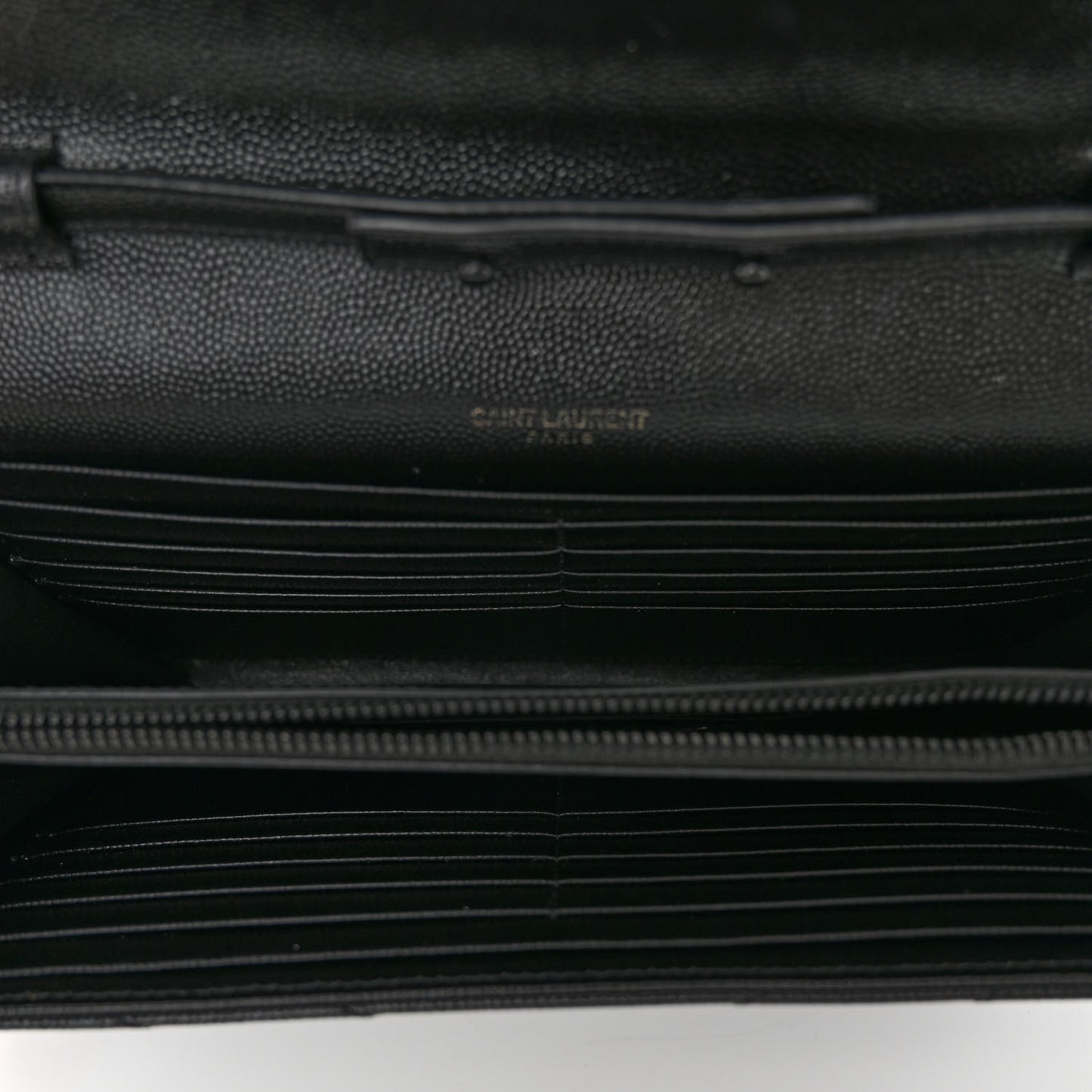 Grain De Poudre Matelasse Chevron Monogram Monochrome Chain Wallet Black