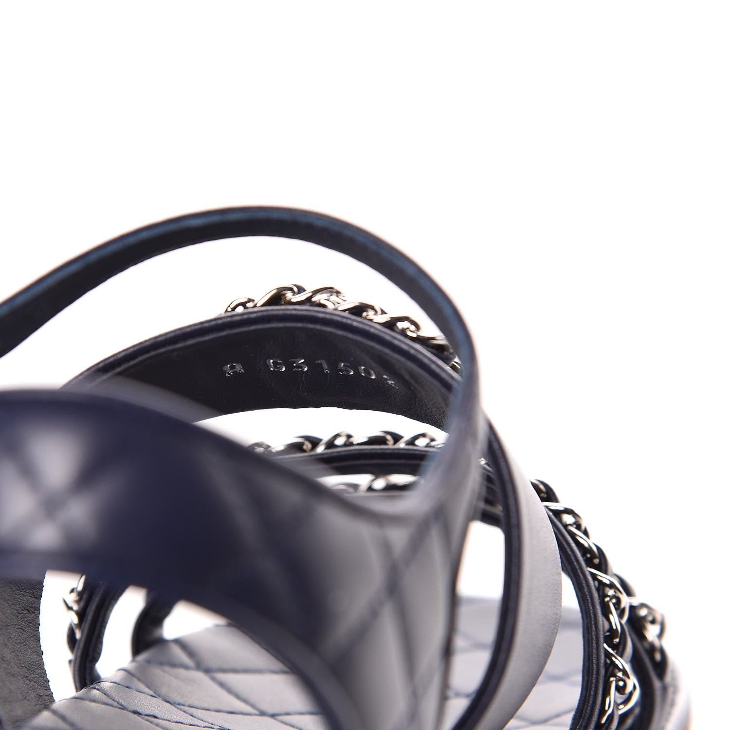 Chanel Lambskin Quilted Chain CC Sandals 36 Navy 8 of 9