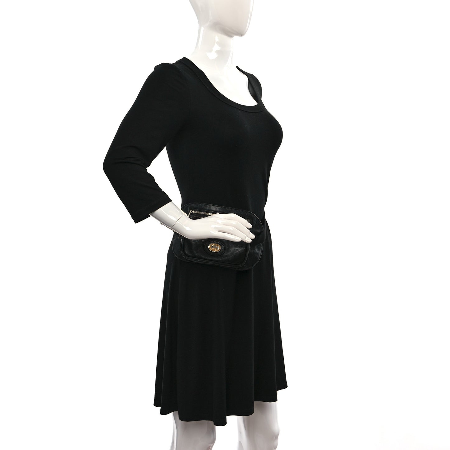 Fluffy Calfskin Morpheus Double Zip Belt Bag Black