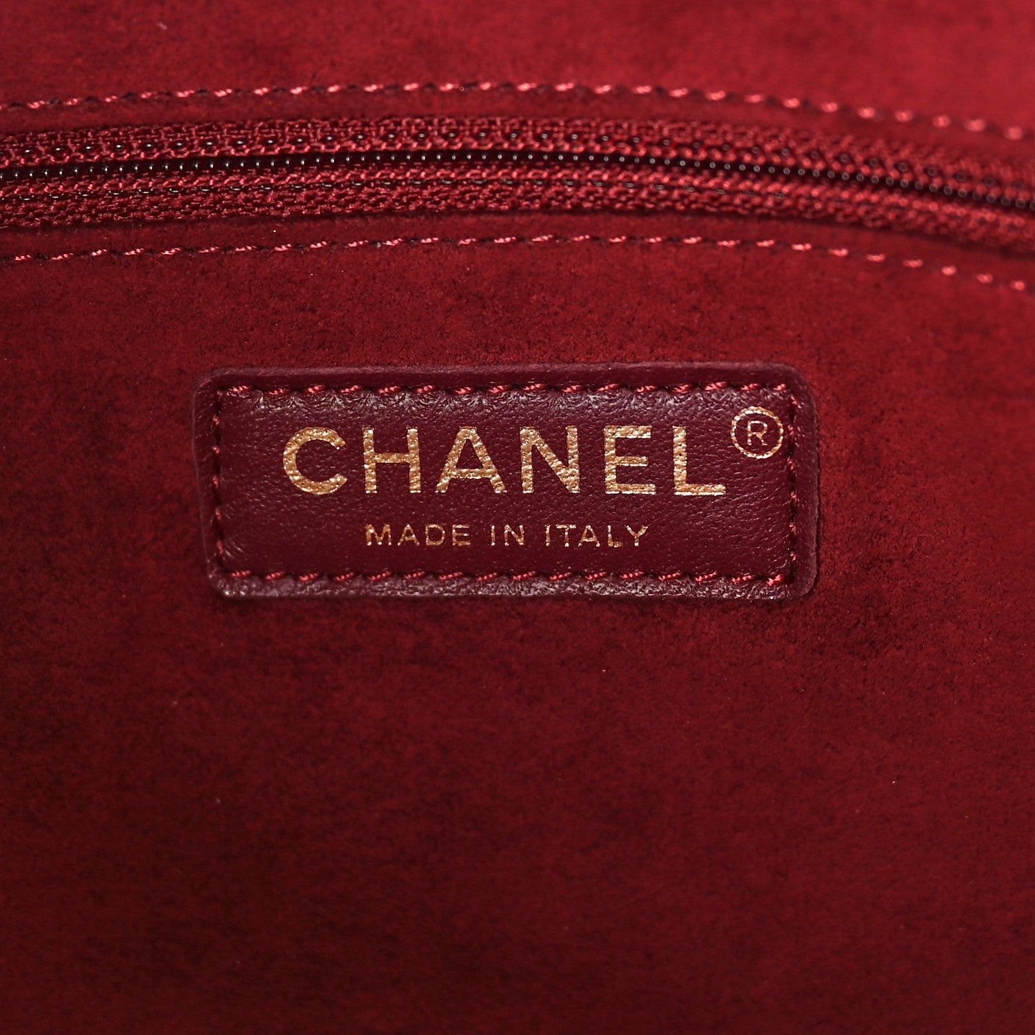 Chanel Calfskin Stitched Large Drawstring CC Bag Burgundy 6 of 9