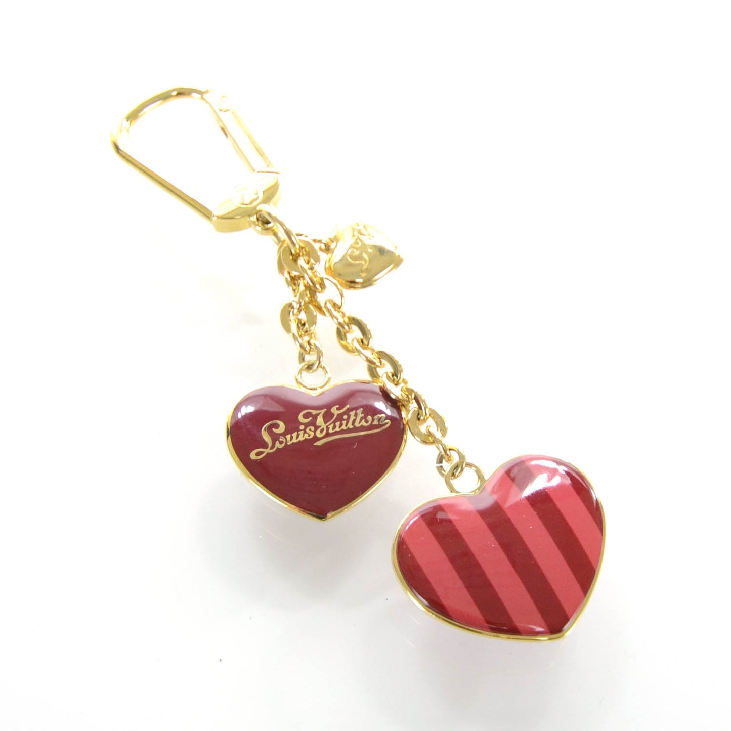 Rayures Coeur Bag Charm Key Holder Pomme D'Amour