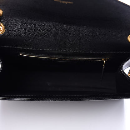 Saint Laurent Grain De Poudre Matelasse Chevron Large Monogram Satchel Black 5 of 11