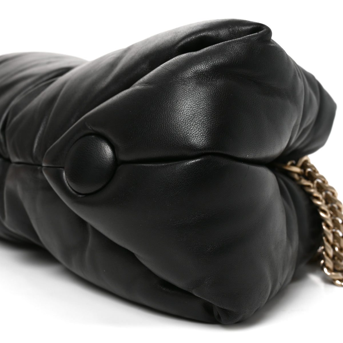 Lambskin Puffy Tobo Chain Shoulder Bag Black