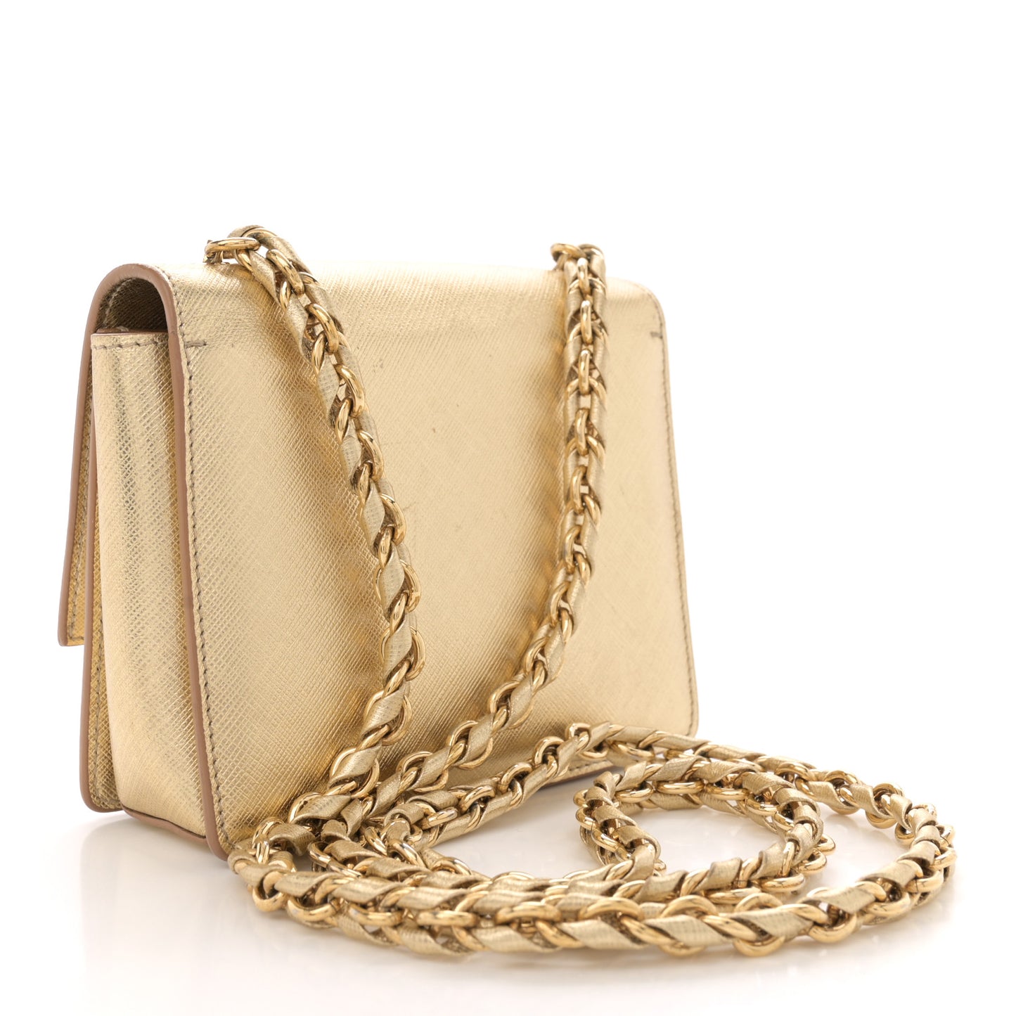 Printed Calfskin Ginny Crossbody Bag Gold