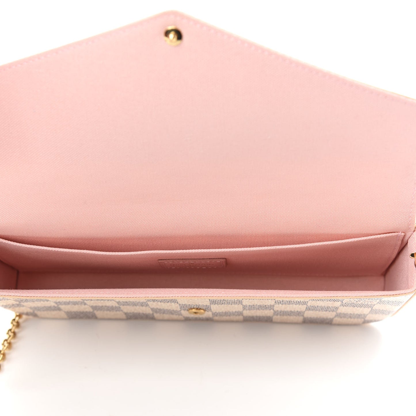 Damier Azur Pochette Felicie Chain Wallet Rose Ballerine