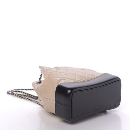 Chanel Aged Calfskin Quilted Small Gabrielle Backpack Beige Black 3 of 12