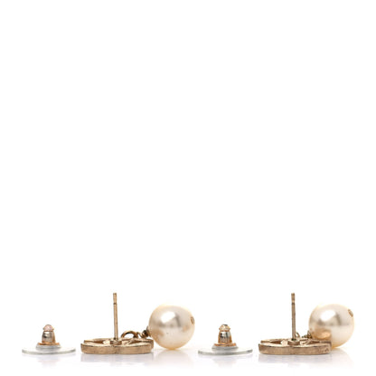 Chanel CC Globe Drop Earrings Gold Ivory 3 of 4