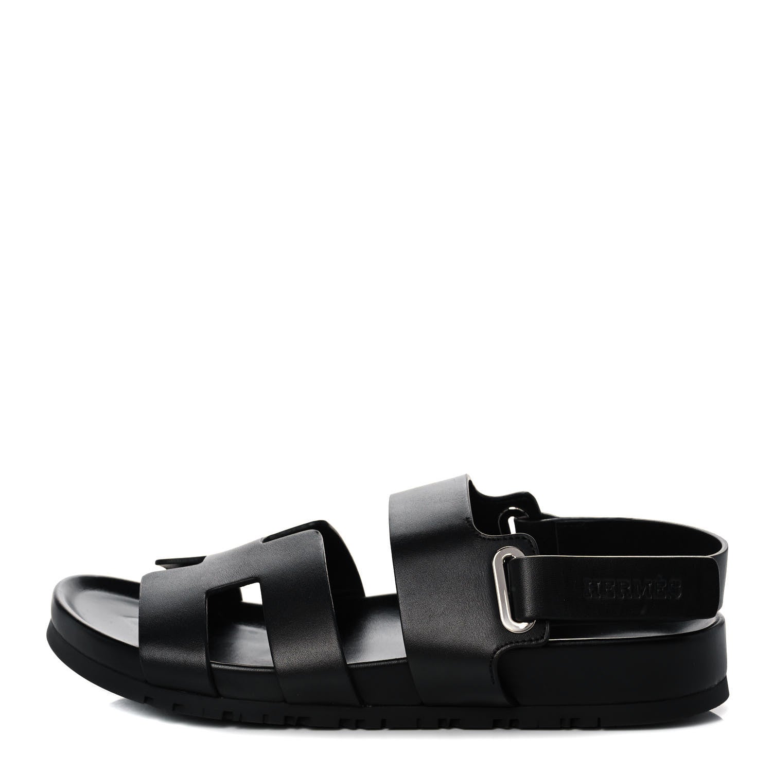 Hermes Calfskin Womens Takara Sandals 38.5 Black 1 of 11