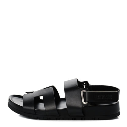Hermes Calfskin Womens Takara Sandals 38.5 Black 1 of 11