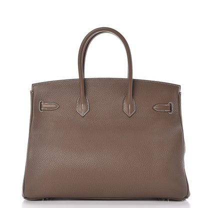 Hermes Taurillon Clemence Birkin 35 Etoupe 3 of 36